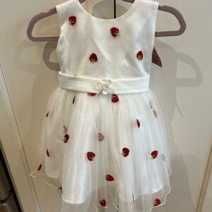 Formal Dress with Red strawberry Embroidery 12m